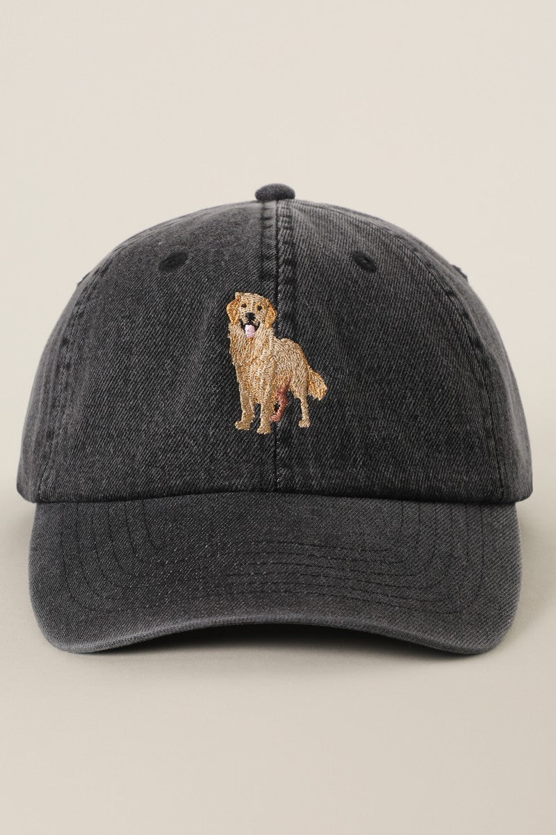 Golden Retriever Embroidered Denim Baseball Cap