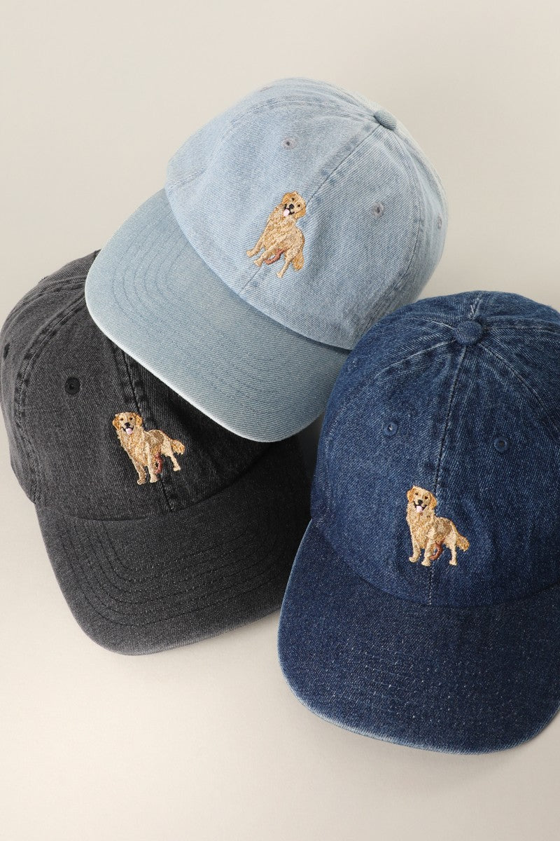 Golden Retriever Embroidered Denim Baseball Cap