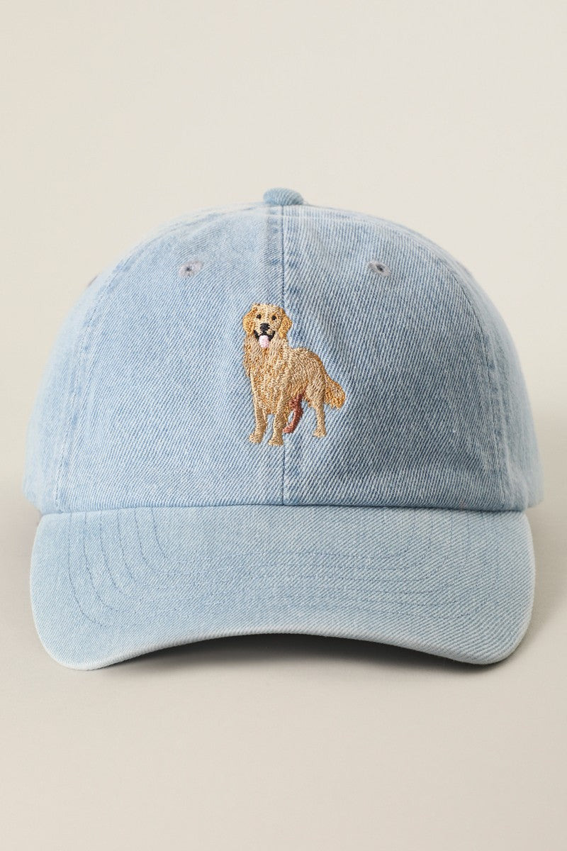 Golden Retriever Embroidered Denim Baseball Cap