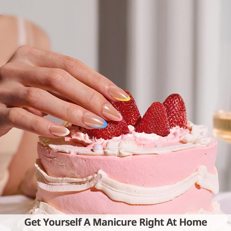Colorful French Tip Press-On Nails