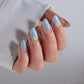 3D Flower Almond Press-On Nails - Soft Gel Blue Ombre