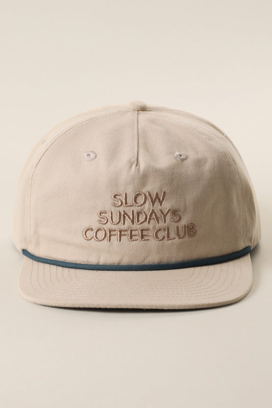 Slow Sundays Coffee Club Embroidered Rope Trucker Hat
