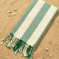 Green Striped Cotton Turkish Beach Towel