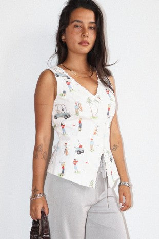 On Par Lace Trim Top