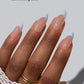 Blue French Tip Rhinestone Press-On Nails