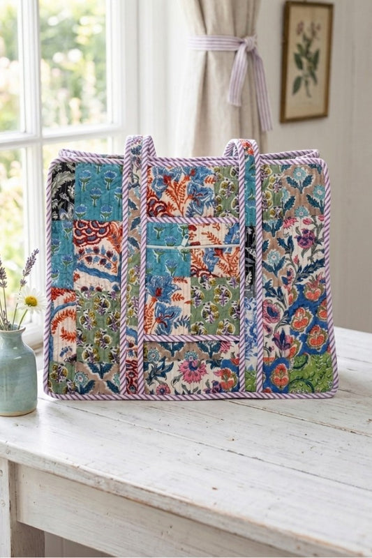 Sadie Floral Patchwork Print Tote Bag