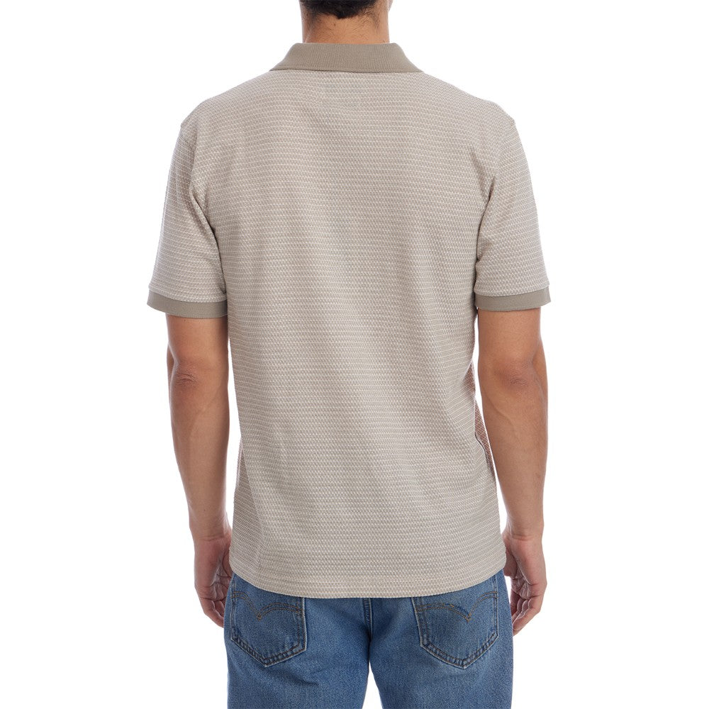 Owen Jacquard Short Sleeve Ribbed Polo - Tan