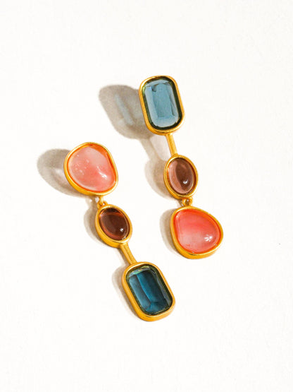 Delia 18K Gold Vintage Mixmatch Drop Earring
