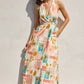 Moroccan Spring Crossed Back Strap Maxi Dress