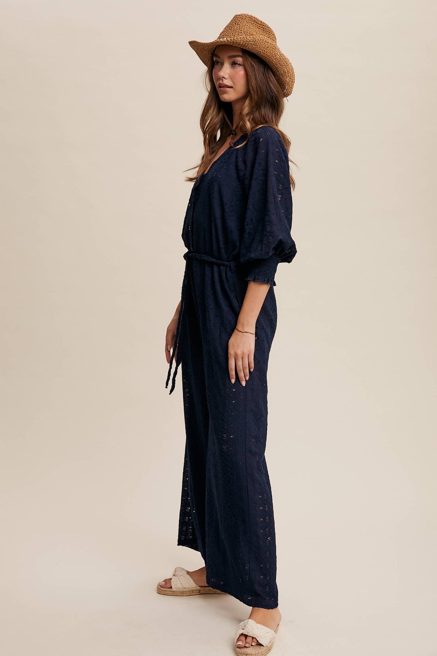 Davina Eyelet Lace Wide Leg Jumpsuit