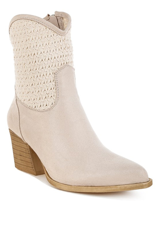 Bimmy Woven Pointy Western Boots