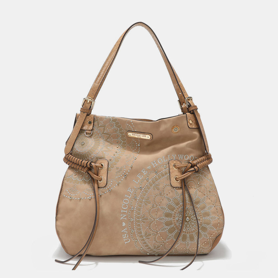 Nicole Lee USA Inlaid Rhinestone Embroidery Hobo Bag