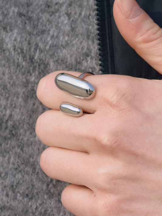 Roxy Modern Silver Open Statement Ring