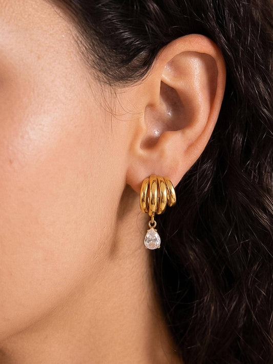Dovely 18K Gold Non-Tarnish Classic CZ Drop Earrings