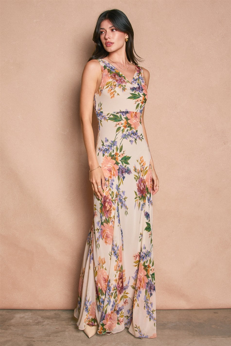 Delicate Affair Cowl Neck Godet Maxi Dress