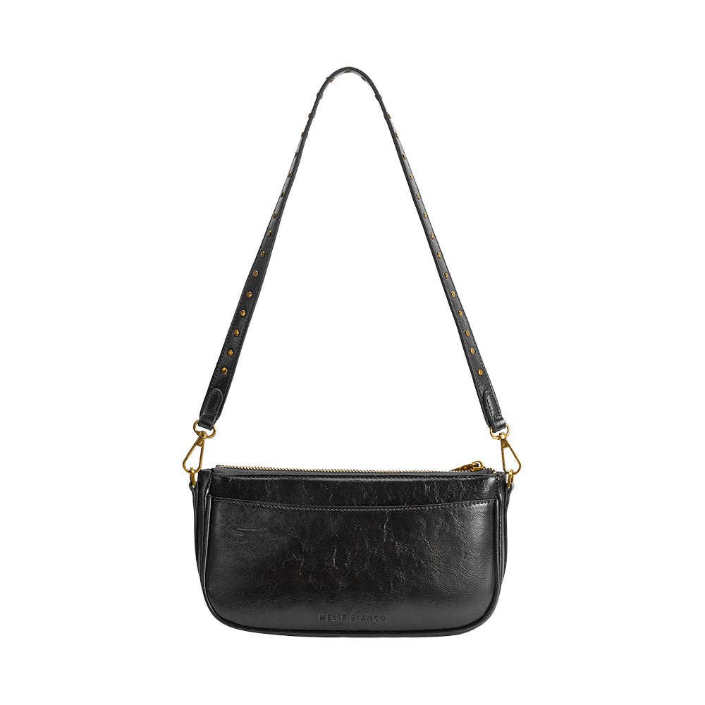 Aria Black Recycled Vegan Leather Shoulder Bag