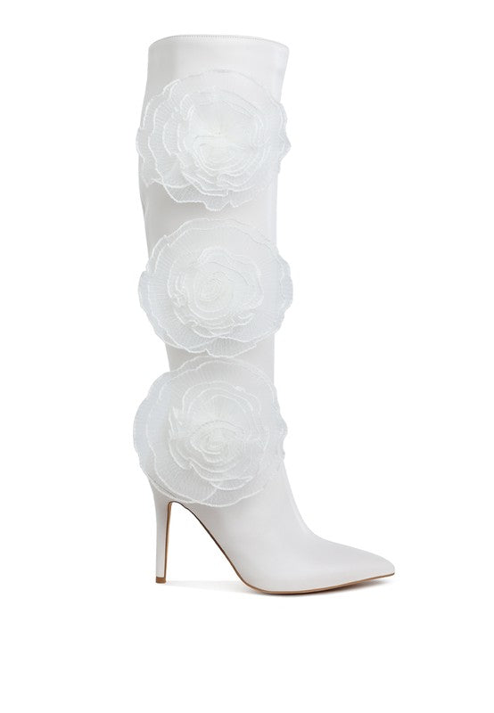 Chikara Sheer Big Rose Detail Long Boots