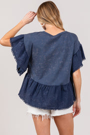 Blusa de manga corta con gardenia