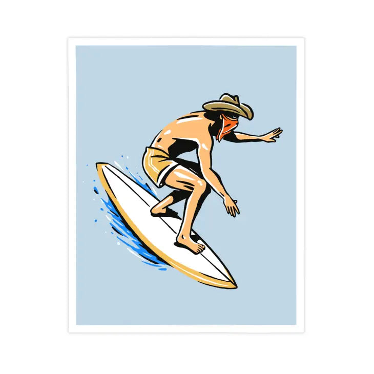 Barrel Rider Surf Cowboy Print - 12x16