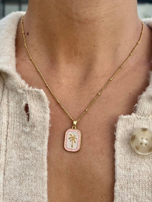 Pink Palms Necklace | Waterproof Beach Jewelry