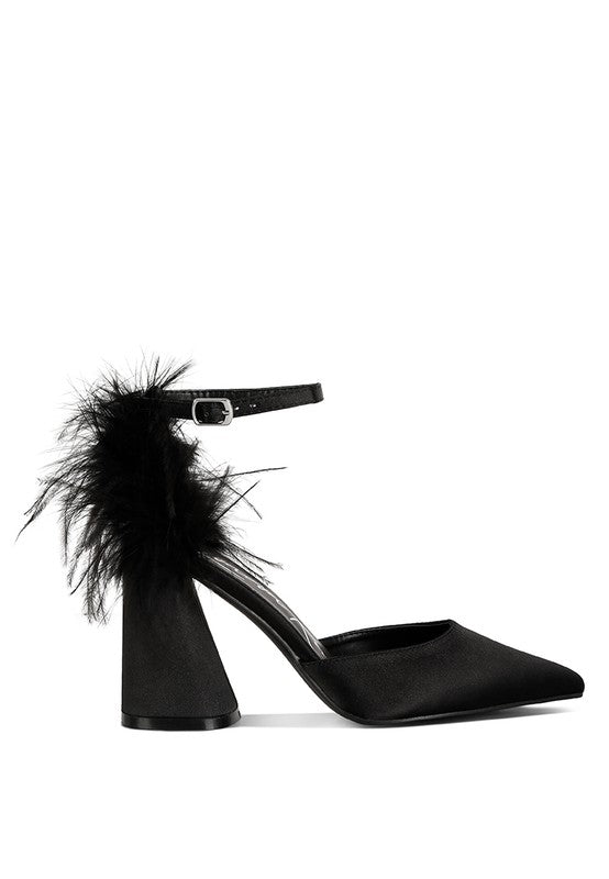 Palmetta Fur Block Heels