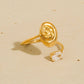 Solenya 18K Gold Non-Tarnish Seashell CZ Statement Ring
