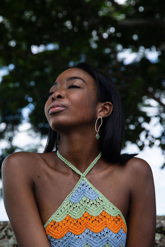 Abstract Dainty Hoops - Green
