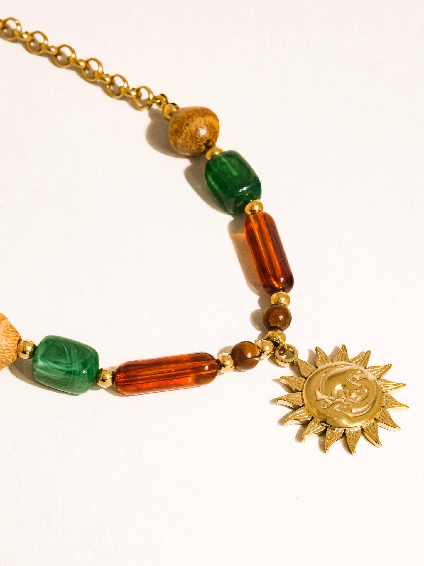 Brisa 18K Gold Non-Tarnish Beaded Sun Pendant Necklace