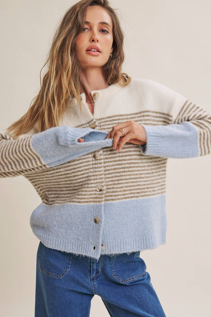 Morning Chai Stripe & Colorblock Cardigan