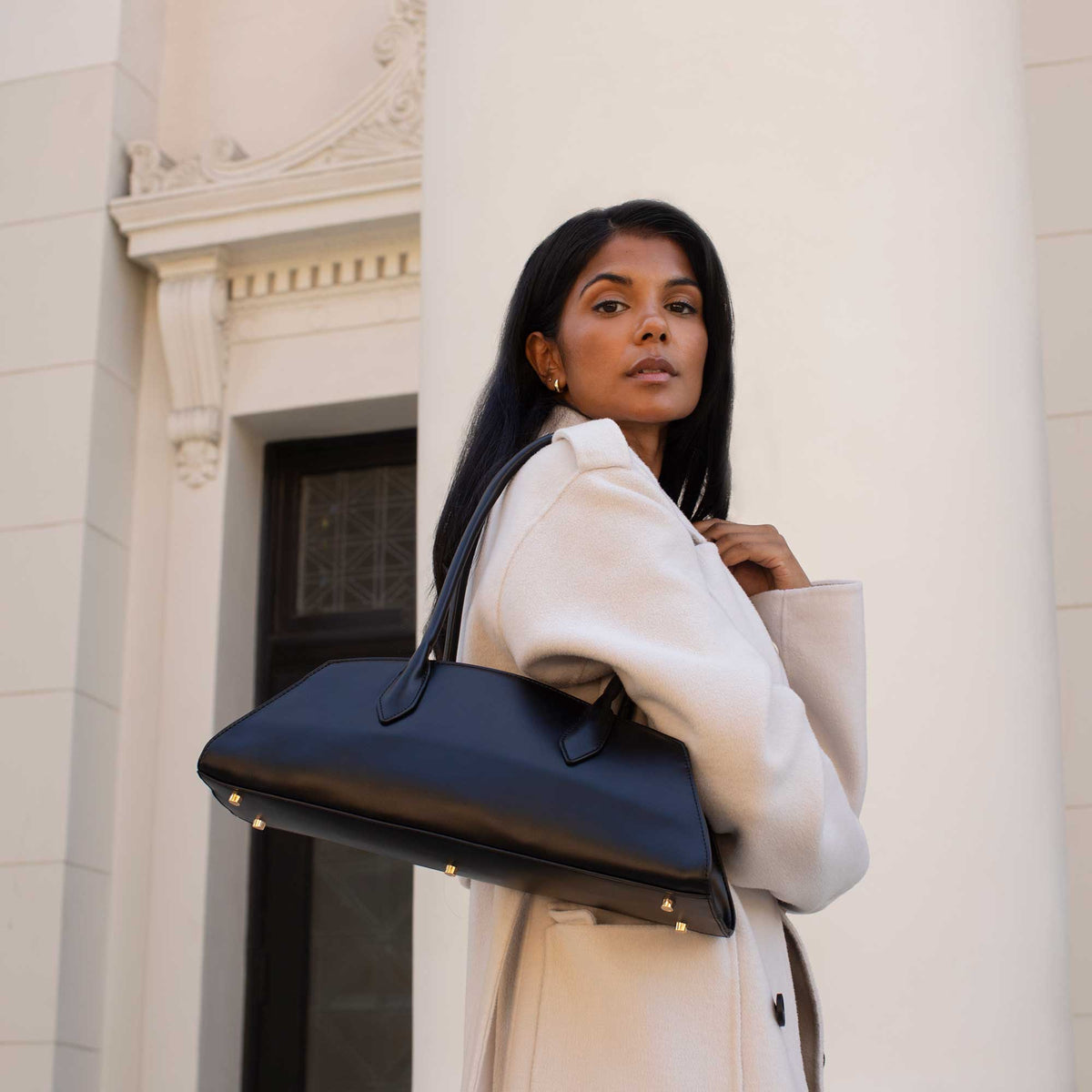 Birdie Navy Recycled Vegan Leather Shoulder Bag