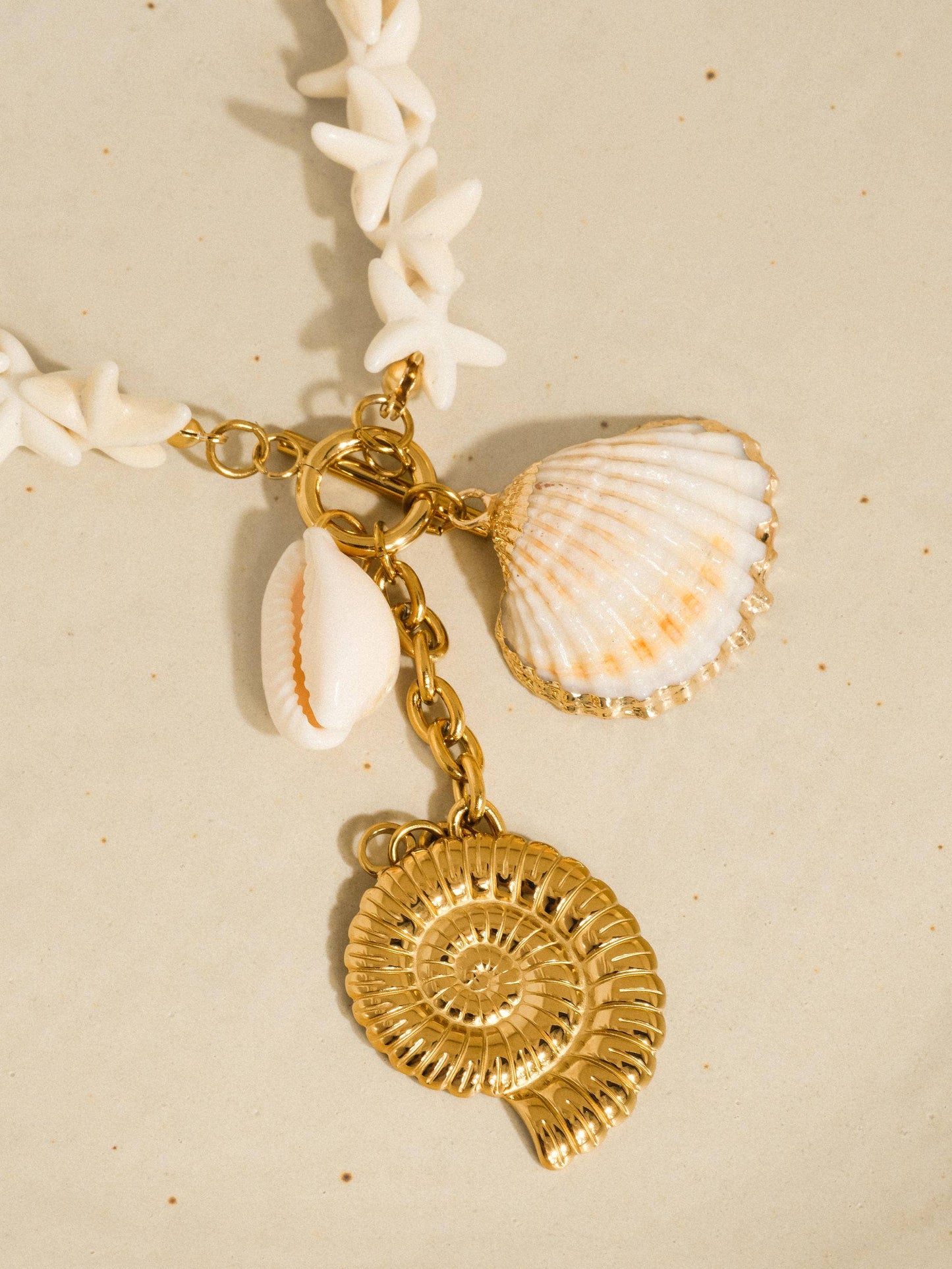 Island 18K Gold Non-Tarnish Boho Shell Charm Necklace