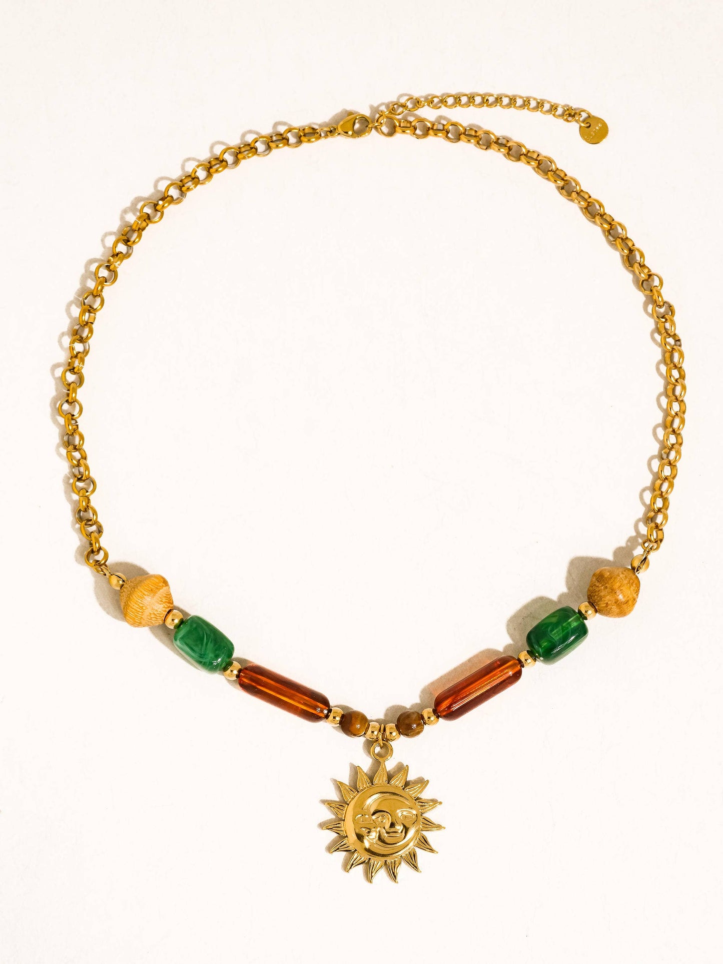 Brisa 18K Gold Non-Tarnish Beaded Sun Pendant Necklace