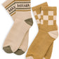 Checkered & Mama Stripe Half-Crew Socks, 2-Pack