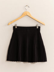 Tatyana Pleated Flare Mini Skirt - Black