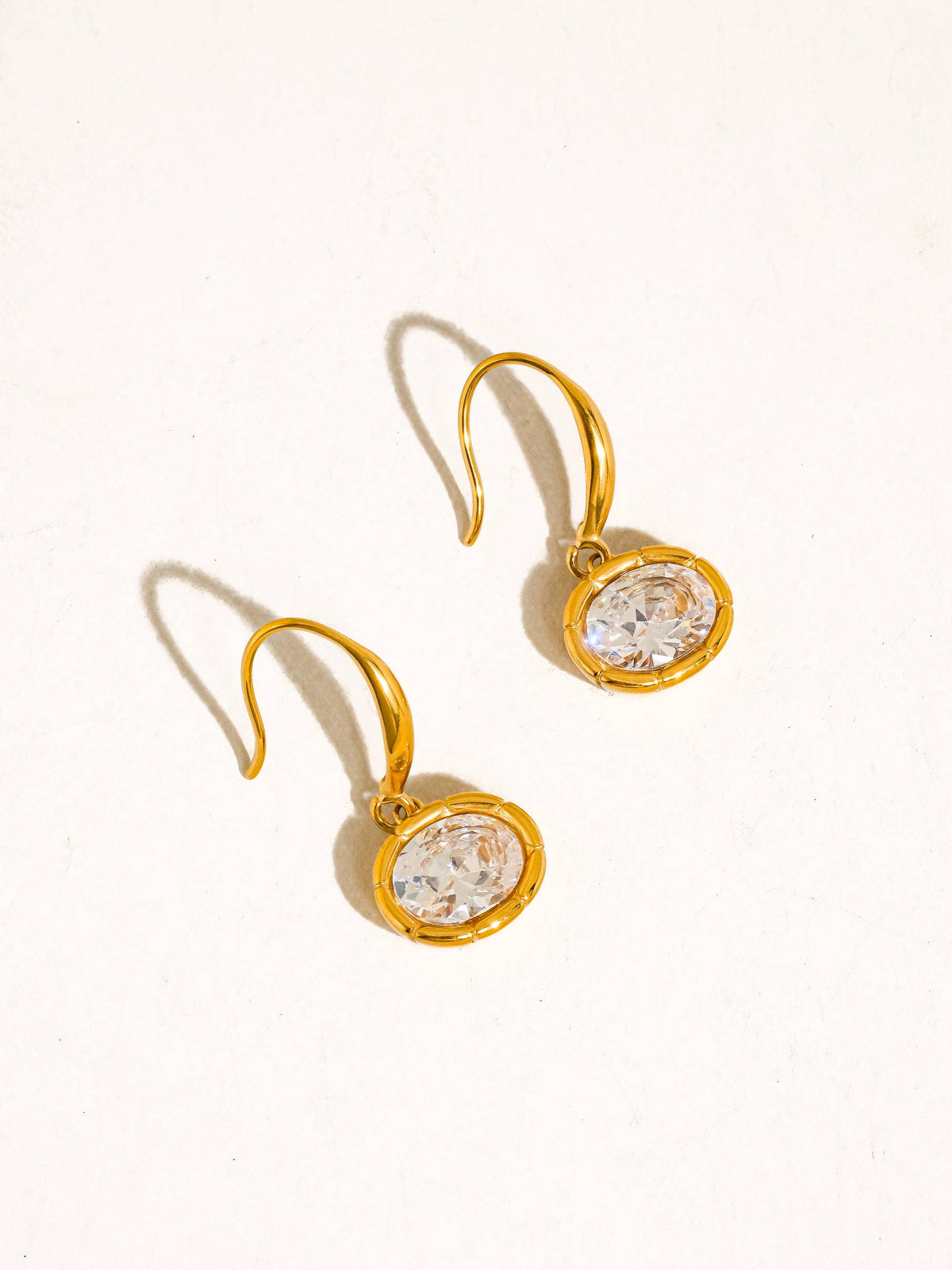 Rebekah 18K Gold Non-Tarnish Oval CZ Earrings