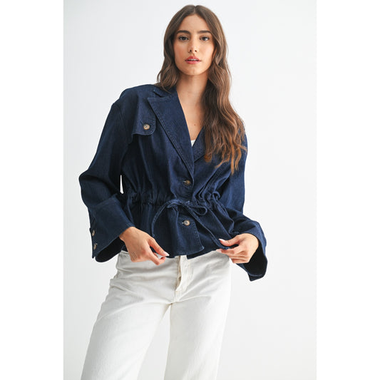 Evayn Denim Jacket with Adjustable Waist