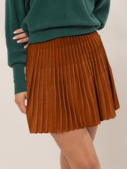 Tatyana Pleated Flare Mini Skirt - Chocolate