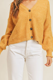 Evelyn Button Down Cardigan - Mustard