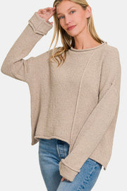 Winslet Asymmetrical Hem Sweater - Mocha