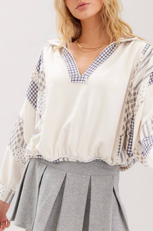 Cascades Patch Printed Slouchy Top
