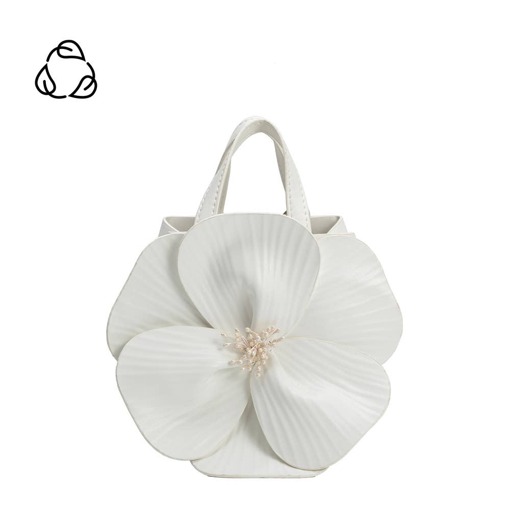 Monroe Ivory Flower Recycled Vegan Top Handle Bag