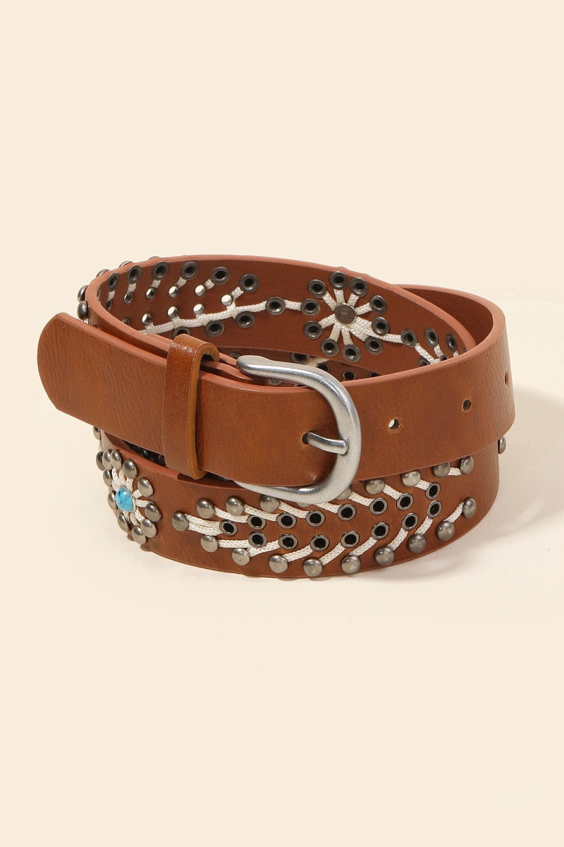 Western Boho Faux Leather Belt