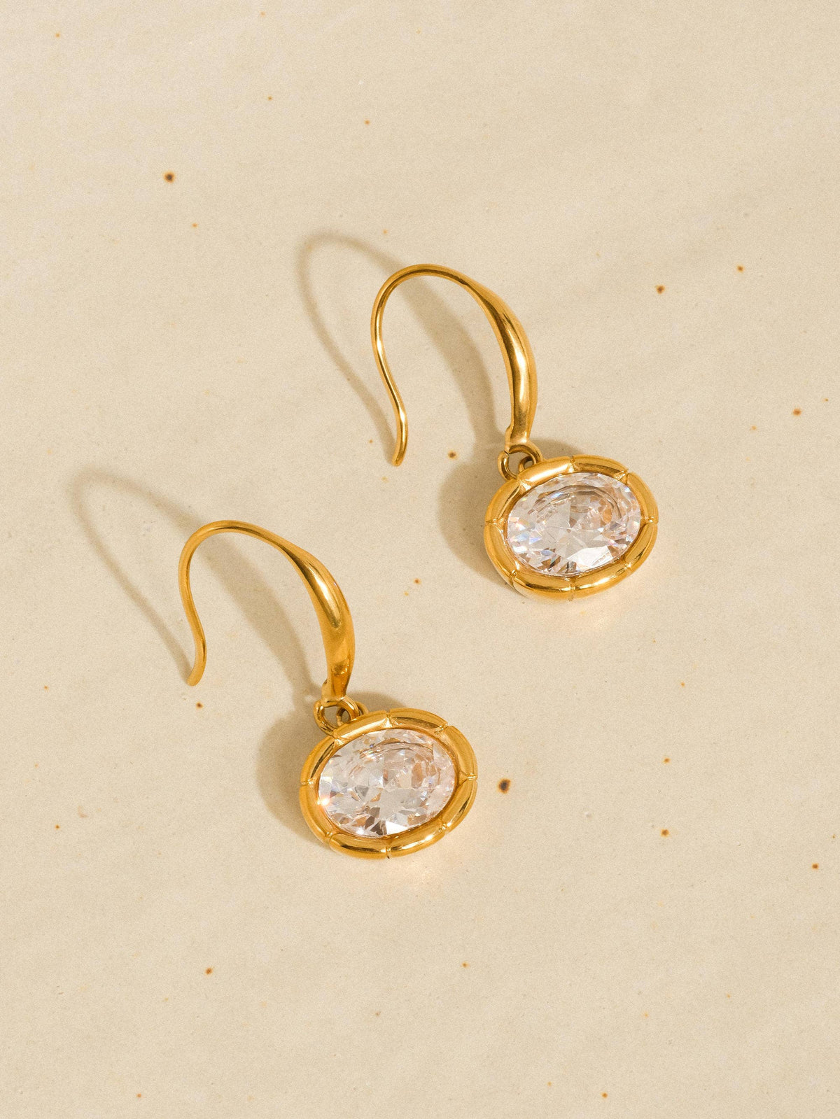 Rebekah 18K Gold Non-Tarnish Oval CZ Earrings