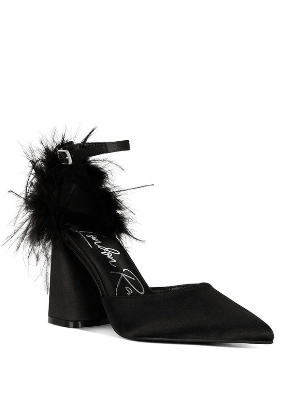 Palmetta Fur Block Heels