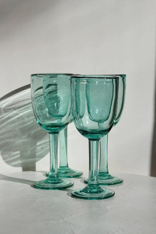 Artisan Made Wine Glass - Handblown, Recycled Glass