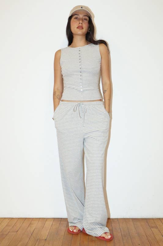 Emmy Striped Button-Front Tank Top