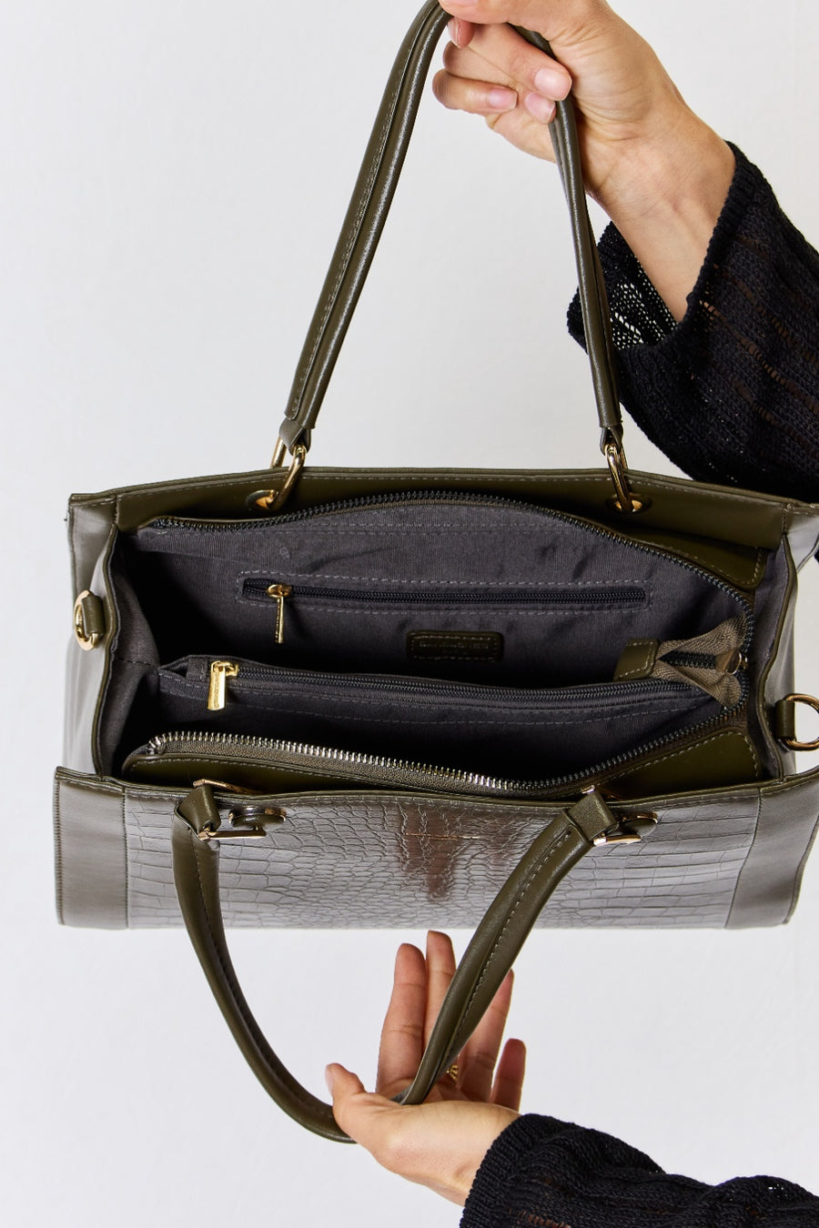 Sac à main en cuir synthétique texturé David Jones