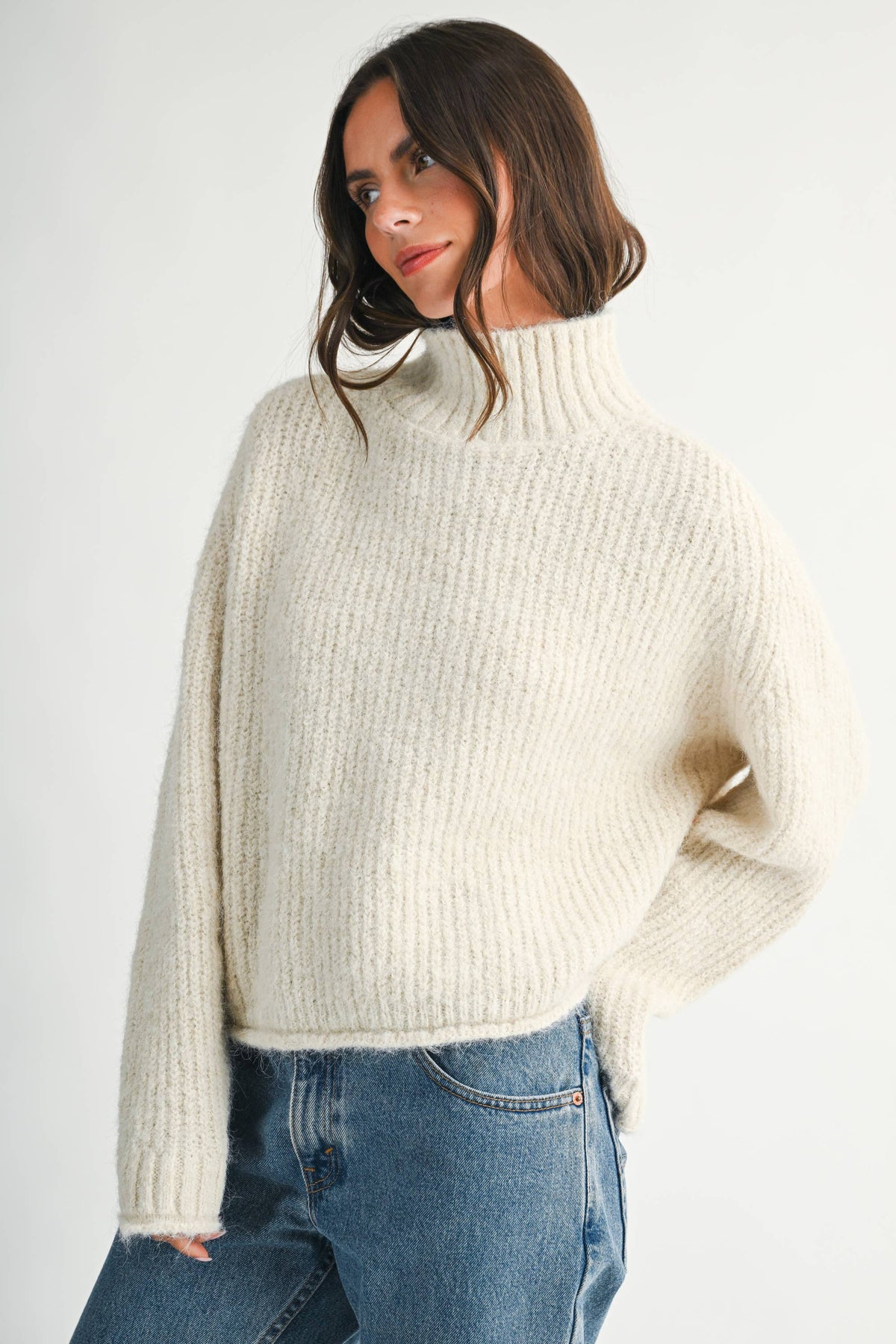 Wilbur Soft Brushed Mock Neck Sweater