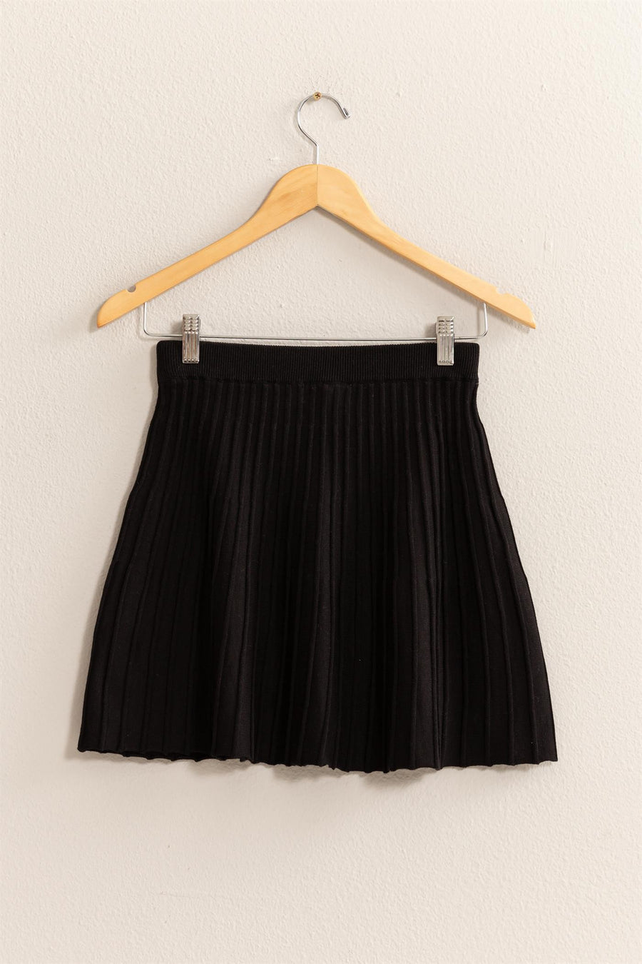 Tatyana Pleated Flare Mini Skirt - Black