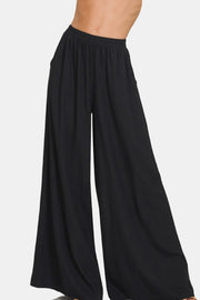 Pantalones de mezcla de lino plisados ​​Always Near - Negro